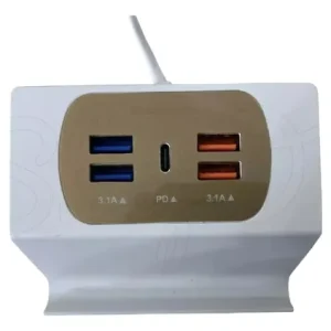 Cargador Usb  Y Puerto C 5 En 1 porta celular a corriente 220v