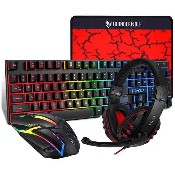 Kit Gamer 4 En 1 Teclado Mouse Audífonos Y Mousepad