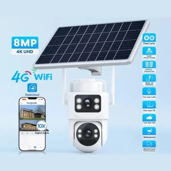 camara ip solar con chip doble lente